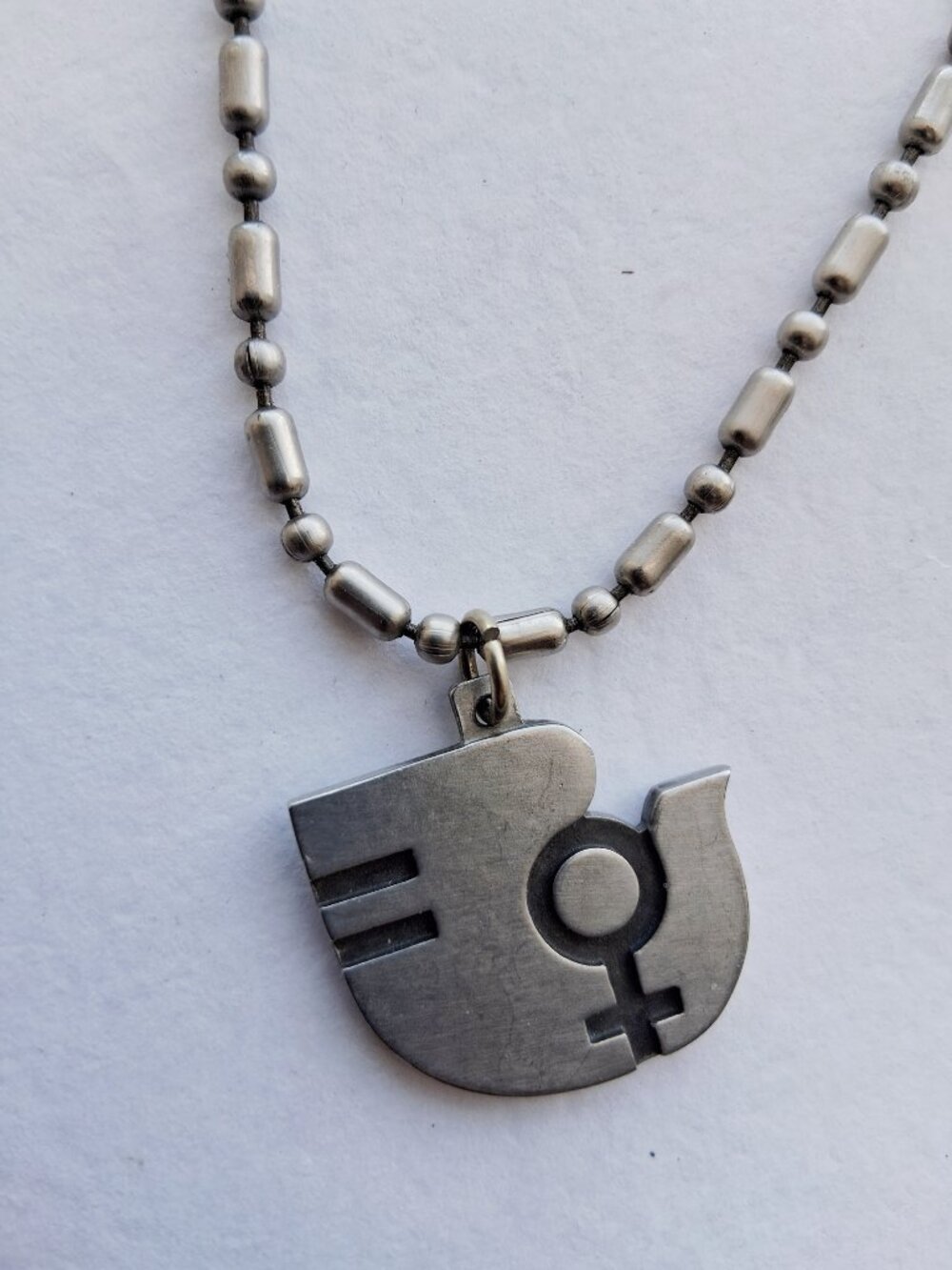 Vtg Jorgen Jensen Denmark Modernist Pewter Necklace Peace Dove Feminist Woman